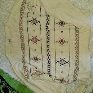 Madewell Cream Sweater with Multicolor Geometric Pattern